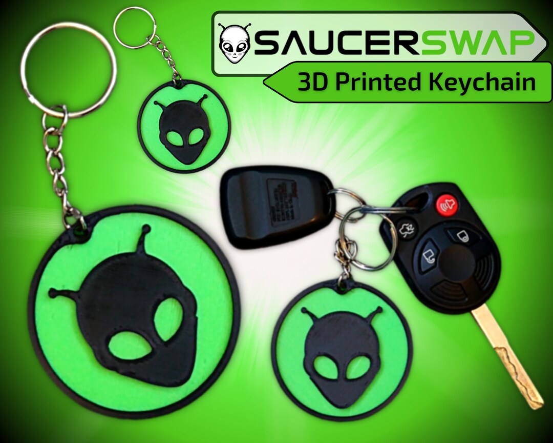 Crypto Keychain saucerswap Alien Head Chain Included Black and Neon