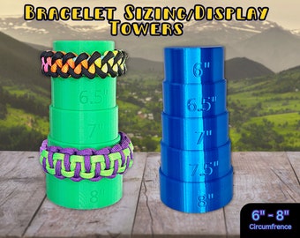 Storleks- och displaytorn för paracord och andra armband | 3D-utskrivet | Välj din egen färg | För storlekarna 15, 15, 18, 18, 20 och 20 cm