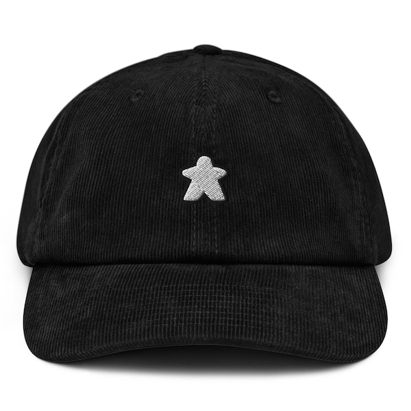 Geborduurde witte meeple corduroy hoed - Unisex Classic Soft Board Game Esthetische Cap Hat, Cadeau voor bordspel of bordspelliefhebber