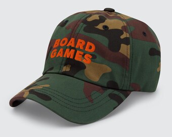 Embroidered Board Games Camo Dad Hat Unisex Board Game Baseball Cap Gift For Board Gamer or Board Game Lover