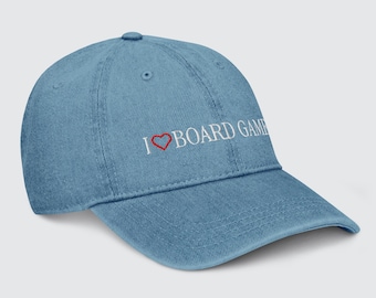 I Heart Board Games Embroidery Denim Hat Vintage Dad Cap for Tabletop Gamers