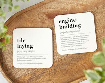 Board Game Coasters Set of 4 Gift for Gamer Board Game Room Decor Board Game Art Typography Drink Coaster Game Night Accessory