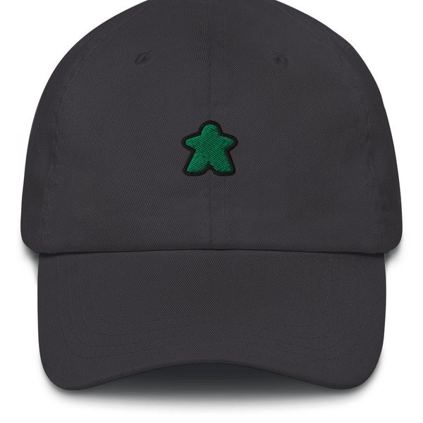 Embroidered Green Meeple Dad Hat - Unisex Classic Soft Board Game Aesthetic Baseball Cap Hat, Gift For Board Gamer or Board Game Lover