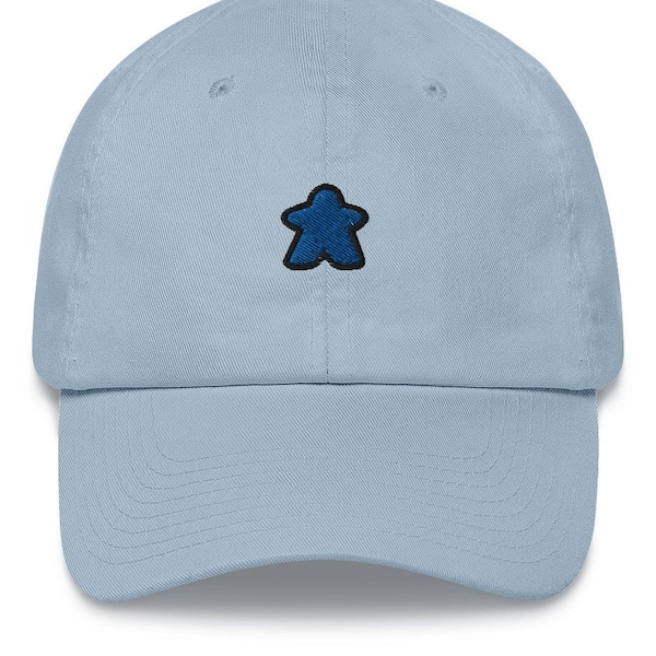 Embroidered Blue Meeple Dad Hat - Unisex Classic Soft Board Game Aesthetic Baseball Cap Hat, Gift For Board Gamer or Board Game Lover