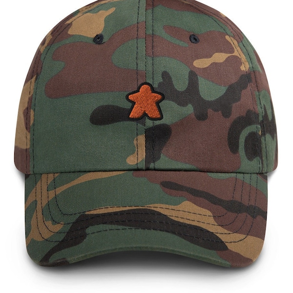 Cappello da papà Meeple arancione ricamato - Cappello da baseball estetico classico morbido da gioco da tavolo unisex, regalo per giocatore da tavolo o amante del gioco da tavolo