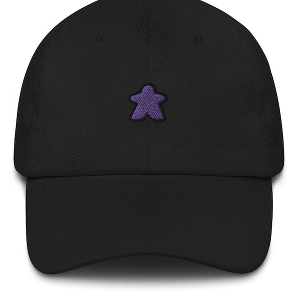 Embroidered Purple Meeple Dad Hat - Unisex Classic Soft Board Game Aesthetic Baseball Cap Hat, Gift For Board Gamer or Board Game Lover