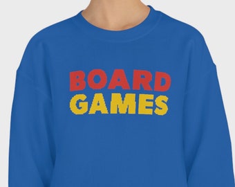 Board Games Crewneck Sweatshirt - Pixel Font Unisex Classic Soft Cozy Retro Aesthetic Sweatshirt, Gift For Board Gamer or Board Game Lover