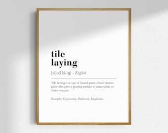 Printable Board Game Wall Art Digital Instant Download Art Print Poster For Board Gamer Geek Nerd Home Decor Tile Laying Definition