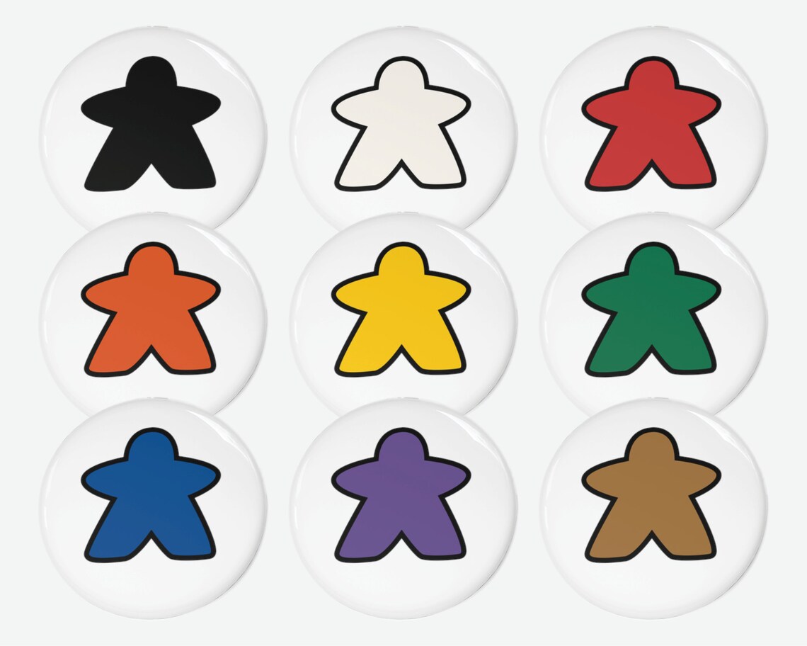 Meeple Pin Buttons - Board Game Aesthetic Backpack Accessory Metal Flat ...