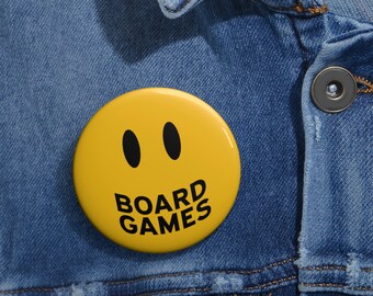 Board Game Smile Yellow Pin Button - Board Game Happy Smiley Aesthetic Backpack Accessory Metal Flat Back Pinback Flair Badge Pin Buttons