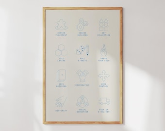 Board Game Wall Art Game Room Decor Housewarming Gift for Board Game Lover Poster Print Mechanics