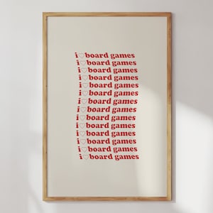 I Heart Board Games Wall Art For Board Gamer Home Decor Game Room Housewarming Gift for Board Game Lover Nerd Geek Poster Art Print Red