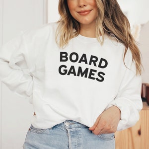 Board Games Crewneck Sweatshirt - Unisex Classic Soft Cozy Minimal Typography Aesthetic Sweatshirt, Gift For Board Gamer or Board Game Lover