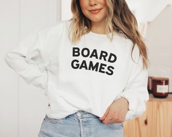 Board Games Crewneck Sweatshirt - Unisex Classic Soft Cozy Minimal Typography Aesthetic Sweatshirt, Gift For Board Gamer or Board Game Lover