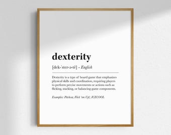 Printable Board Game Wall Art Digital Download Art Print Poster For Board Gamer Geek Nerd Home Decor Dexterity Definition