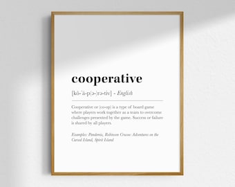 Printable Board Game Wall Art Digital Download Art Print Poster For Board Gamer Geek Nerd Home Decor Cooperative Definition