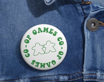 Co Op Games Meeple Pin Button - Board Game Aesthetic Backpack Accessory Metal Flat Back Pinback Flair Badge Pin Buttons