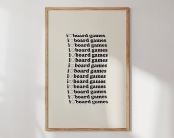 I Heart Board Games Poster Wall Art For Board Gamer Home Geek Decor Game Room Housewarming Gift for Her Board Game Lover Art Print Black