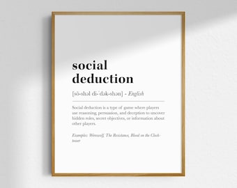 Printable Board Game Wall Art Digital Download Art Print Poster For Board Gamer Geek Nerd Home Decor Social Deduction Definition