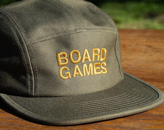 Board Games Hat Embroidered 5 Panel Cap Camper Style Tabletop Gift for Gamer 100% Cotton