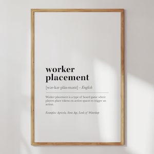 Board Game Decor For Board Gamer Wall Art Housewarming Gift for Board Game Lover Geek, Worker Placement Definition Poster Art Print