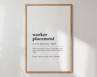 Board Game Decor For Board Gamer Wall Art Housewarming Gift for Board Game Lover Geek, Worker Placement Definition Poster Art Print
