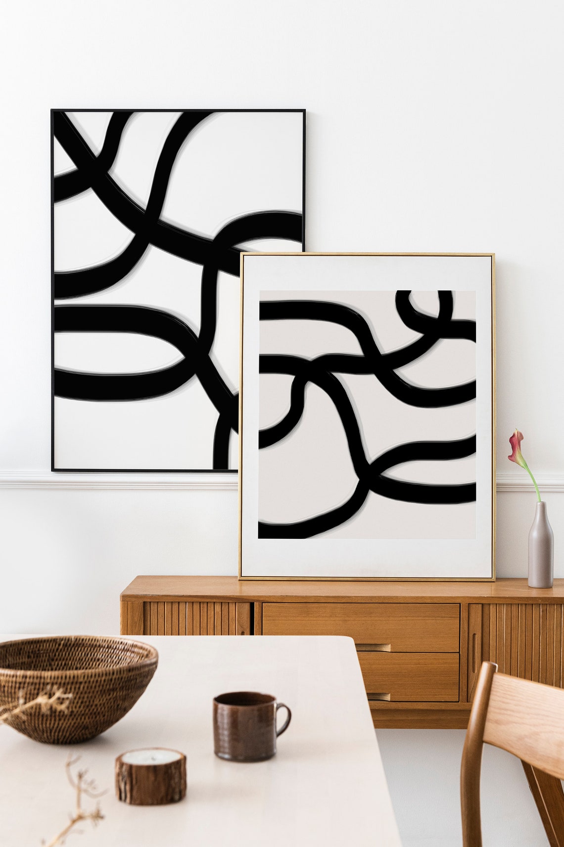 Black and White Abstract Wall Art Framed Black Textured Etsy