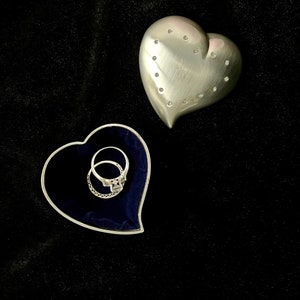 Personalized Silver Heart Ring Box with Crystals | Engraved Trinket Box for Jewelry or Keepsakes | Gift for Her