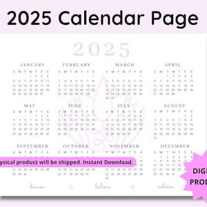 2025 Wall Calendar Page