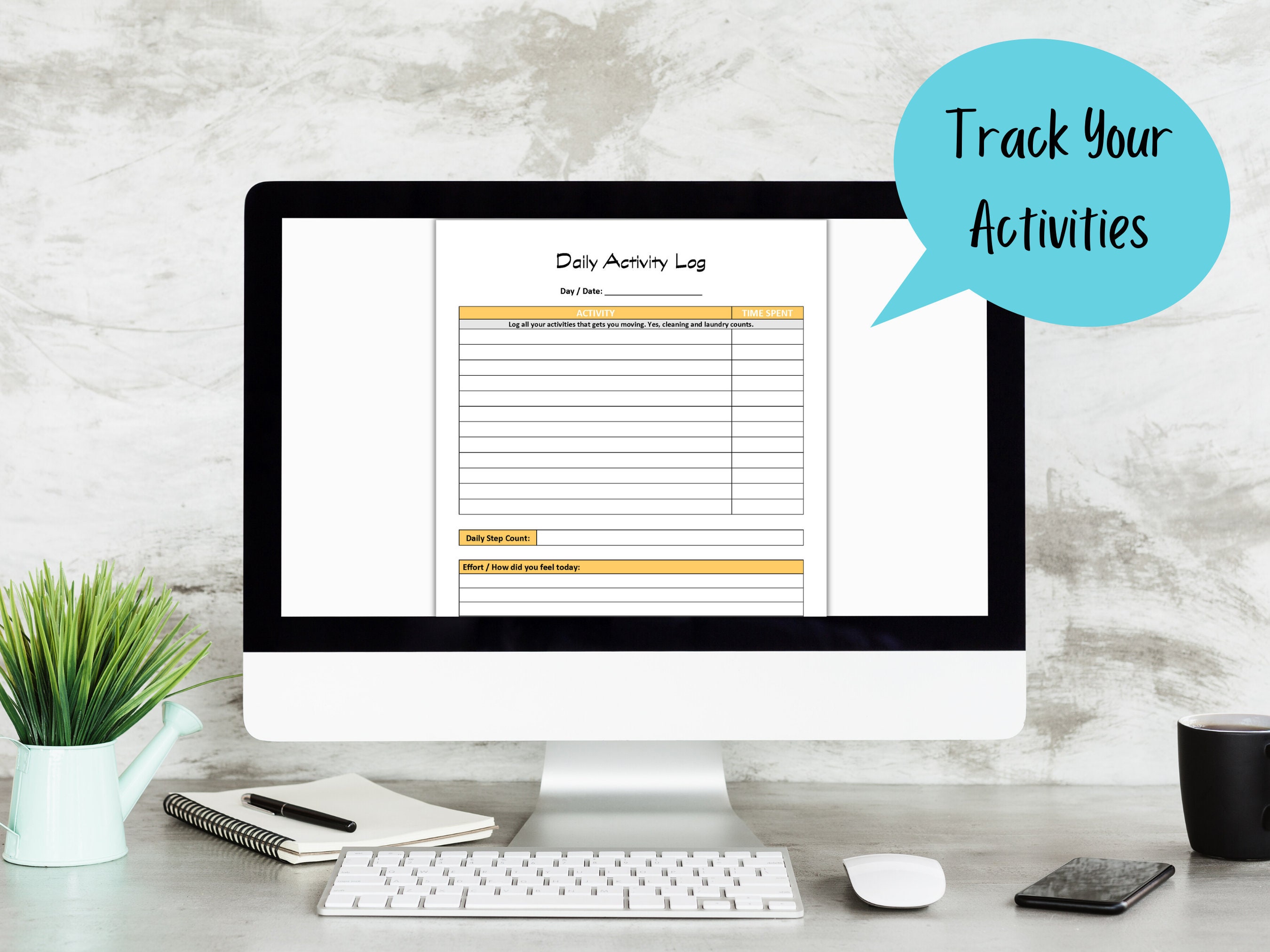 Daily Activity Log Etsy
