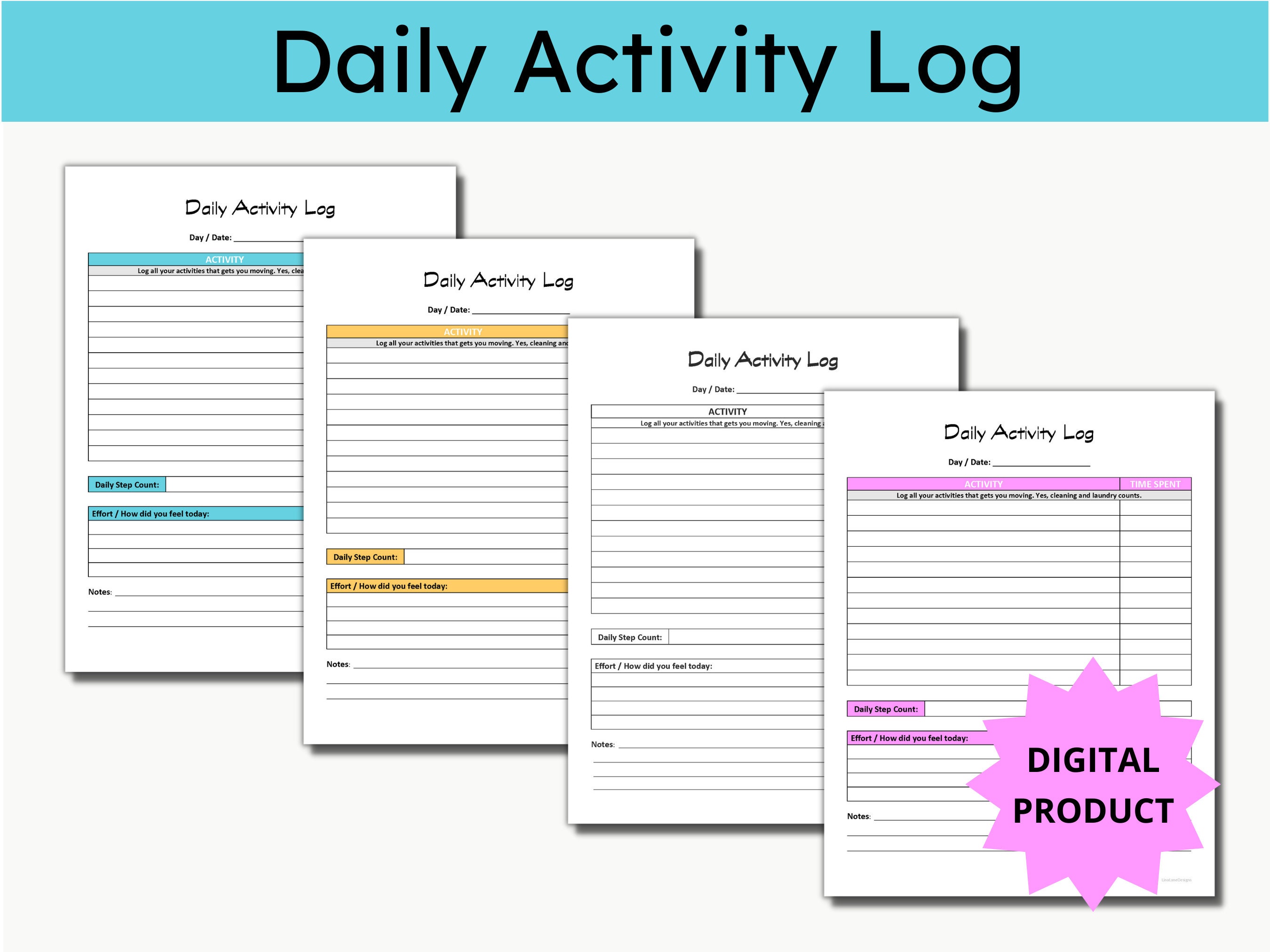 Daily Activity Log Etsy