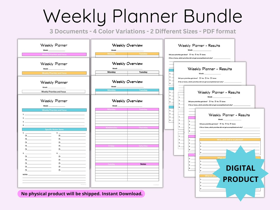 Weekly Planner Bundle - Etsy
