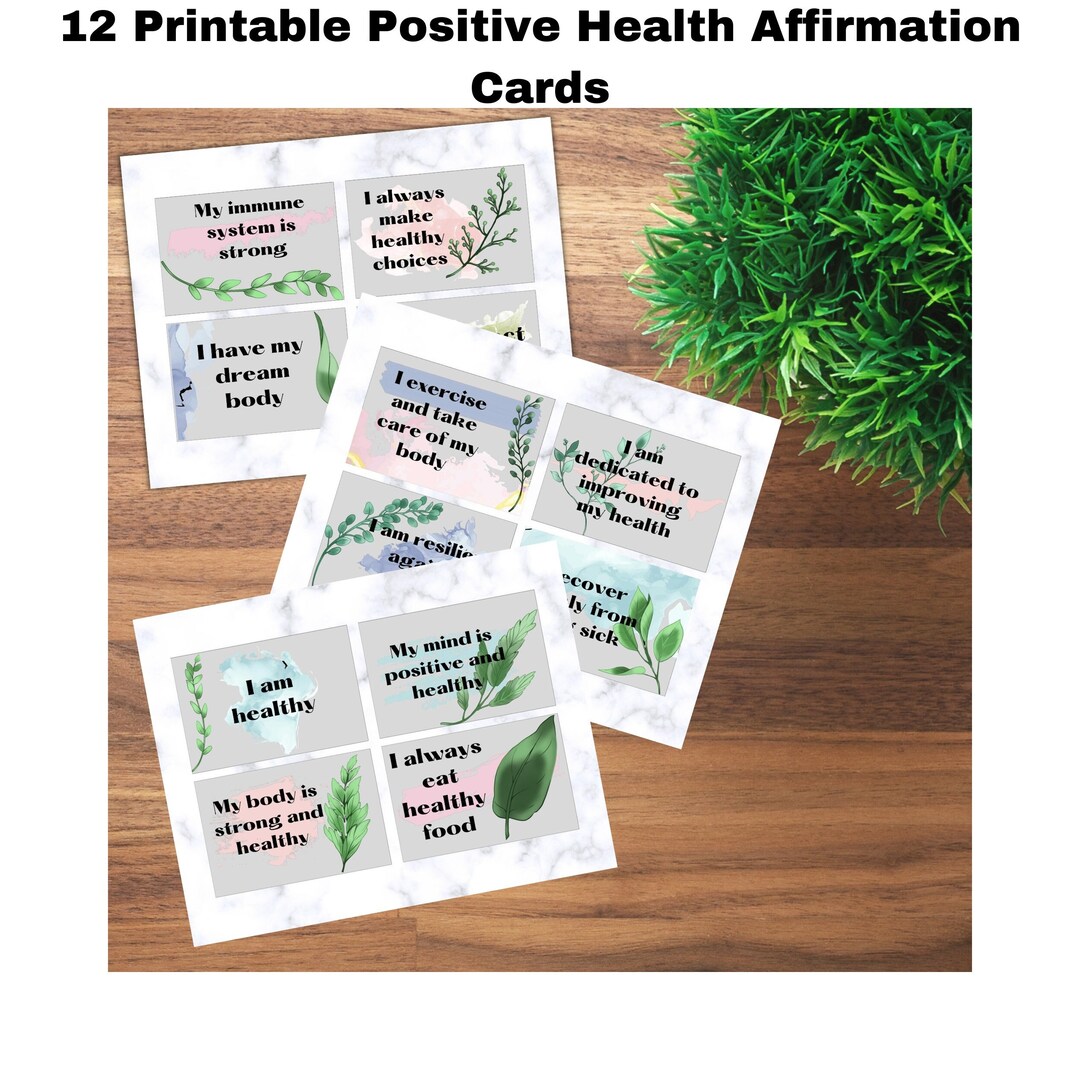 12 Printable Positive Health Affirmation Cards - Etsy