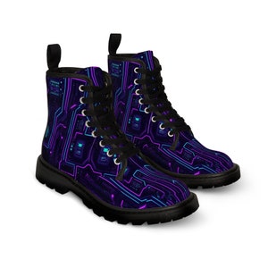 Men's Purple Cyber Punk Canvas Boots