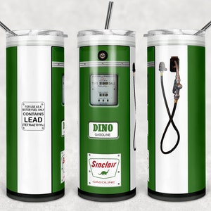 132. Sinclair Gas Pump, Oil filter tumbler, motor oil tumbler, castrol cup, oil tumbler, oil filter, oil fluid tumbler, oil dirty tumbler