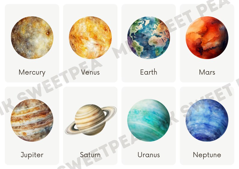 Set of 16 Solar System Flash Cards, Galaxy Educational Cards for Kids ...