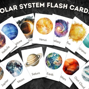 Conjunto de 16 Tarjetas Flash del Sistema Solar, Tarjetas Educativas Galaxy para Niños, Educación en el Hogar y Recursos Escolares, Nube de Oort, Sol y Tierra