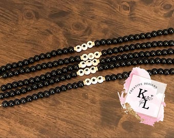 Hat Chain | Beaded_Stars_Black