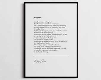 Mary Oliver | Wild Geese Poem Quote Print | Wall Décor, Gifts for Homes