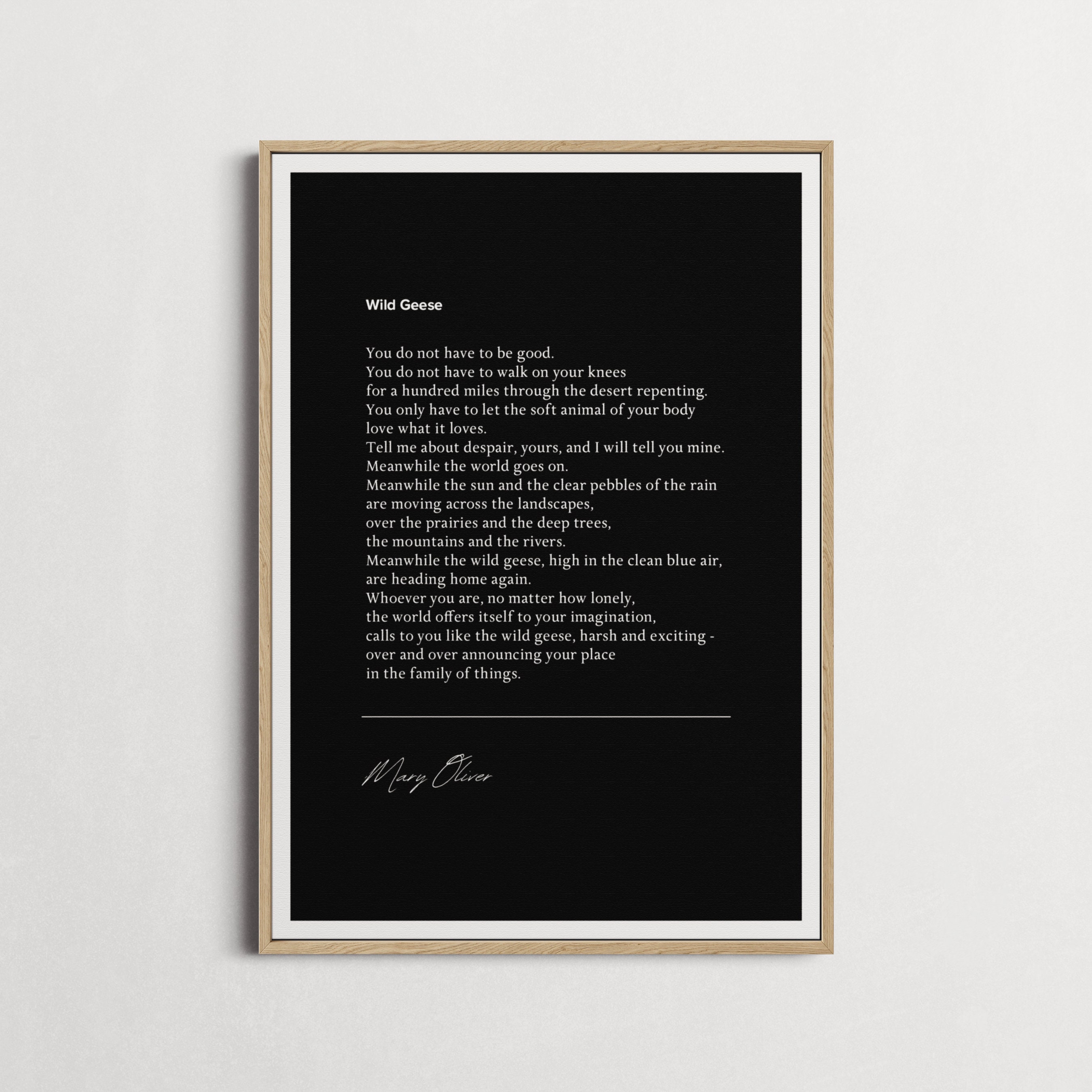 Mary Oliver Wild Geese Poem Quote Print Wall Décor, Gifts for Homes - Etsy