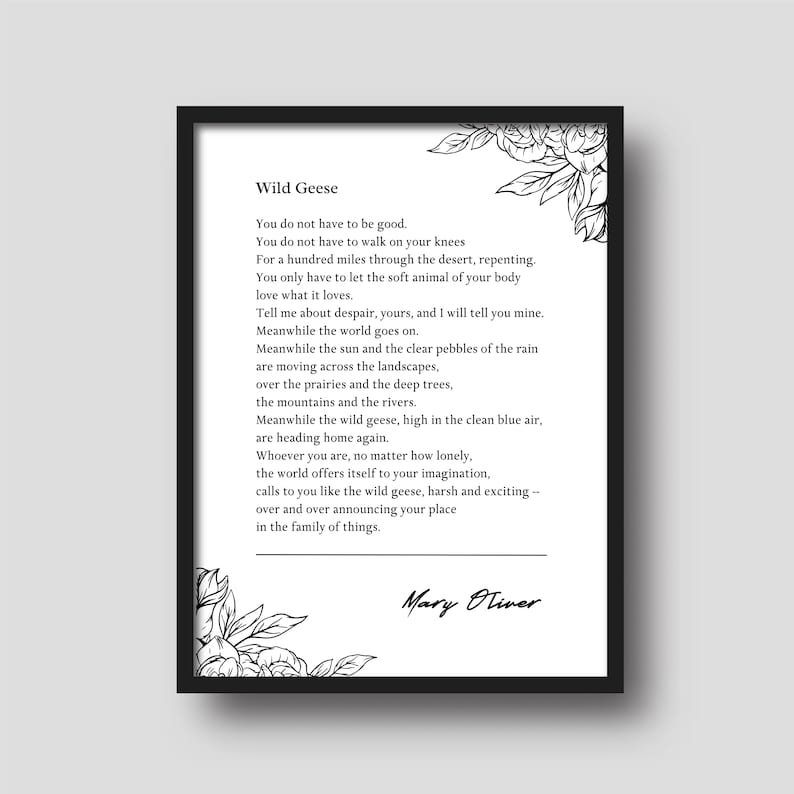 Mary Oliver Wild Geese Poem Quote Print Wall Décor Gifts Etsy