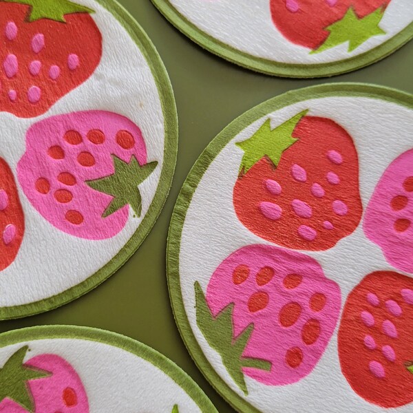Vintage Strawberry Paper Coasters