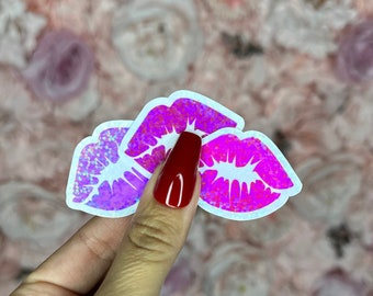 Holographic Barb Kiss Sticker set/Lips Stickers/Laminated Pink Doll Decor/Doll Gift Idea