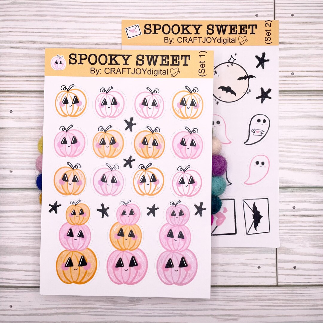 Halloween Sticker Sheet: Spooky Sweet Pumpkin & Ghost Stickers - Etsy