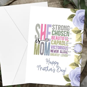 Christliche Muttertagskarte: Aquarell Rosen & Bibelvers (PDF druckbare 5 x 7-Zoll-Karte )