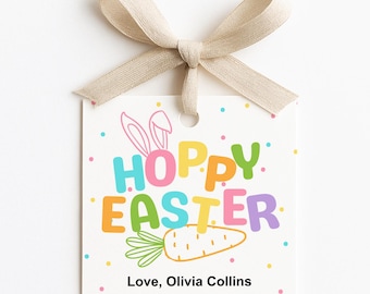 Hoppy Easter Gift Tags, Classroom Treats, Students Favors, Easter Baskets, Fillable PDF