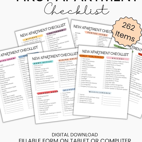Fillable First Apartment Checklist New Home Checklist Apartment Rental Apartment Essentials
