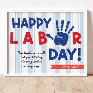 Labor Day Handabdruck Handwerk und Kunstaktivität, Vorschulhandwerk, Kindergarten Kunstprojekt, Schulandenken