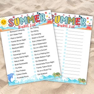 Editable Summer Bucket List Printable, Summer Activities for Kids and Adults, Family Activities, Summer Fun List, Gift for Kids