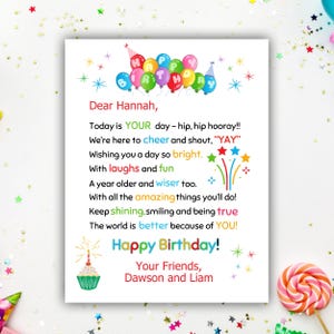 Alles Gute zum Geburtstag-Gedicht, Alles- Gute zum Geburtstagkarte für Kinder zum Ausdrucken, Alles- Gute zum Geburtstag-Nachrichten, handgemachte Karten für Kind oder Studenten, ein ausfüllbares PDF